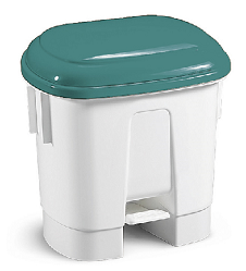 CONTENEDOR DERBY 30 L. BLANCO C/TAPA VERDE Y PEDAL