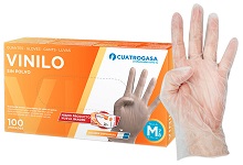 GUANTES VINILO S/POLVO TRANSPARENTES T.M 4G