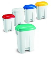 CONTENEDOR DERBY 30 L. BLANCO C/TAPA ROJA Y PEDAL 5711