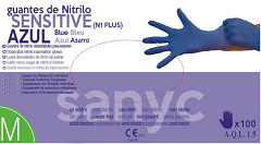 GUANTES NITRILO S/POLVO SENSITIVE AQL AZUL T.P 4G